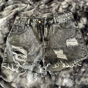 Shein Raw Hem Ripped Denim Shorts